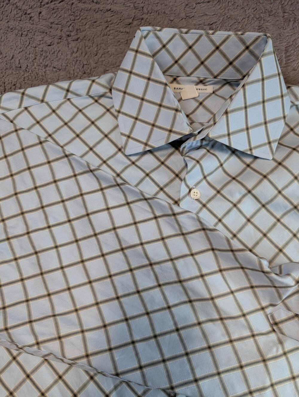 Men's Banana Republic Button-up Shirt, Blue/Brown - Size L